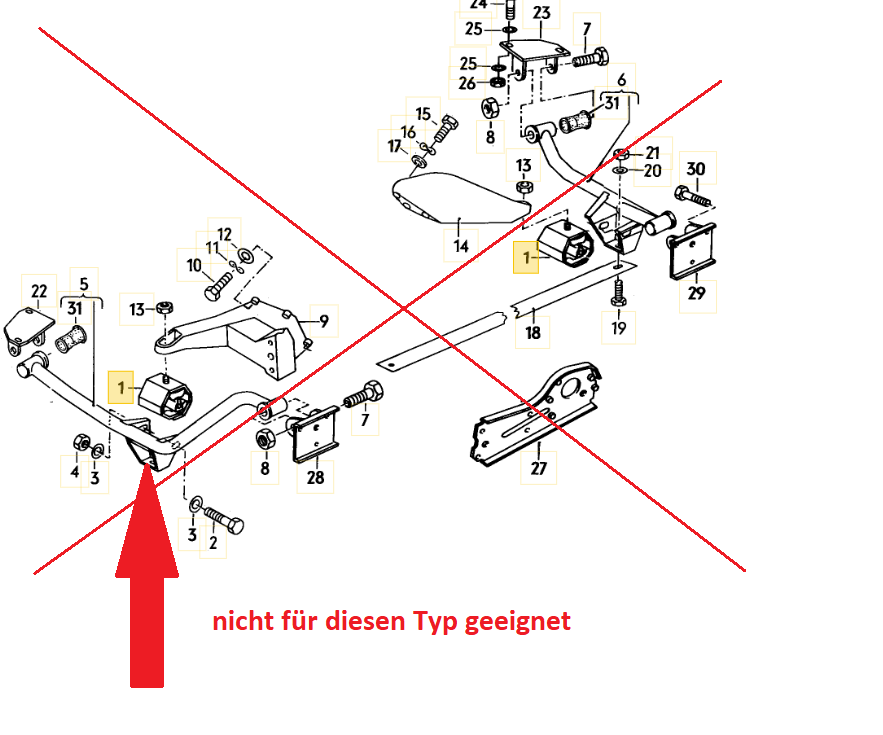 Umbau Kit Motorlager auf Hydrolager passend für T3 / T25