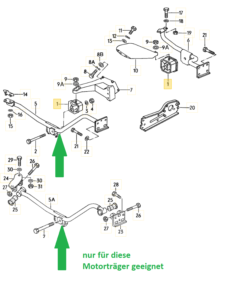 Umbau Kit Motorlager auf Hydrolager passend für T3 / T25